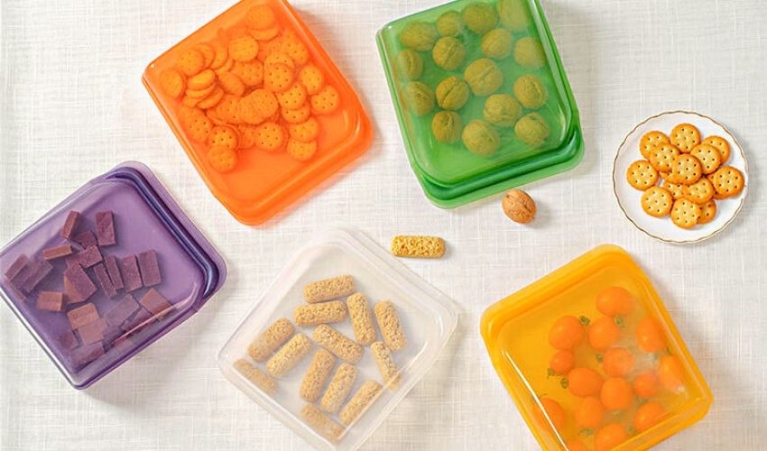 Colorful silicone food storage bags