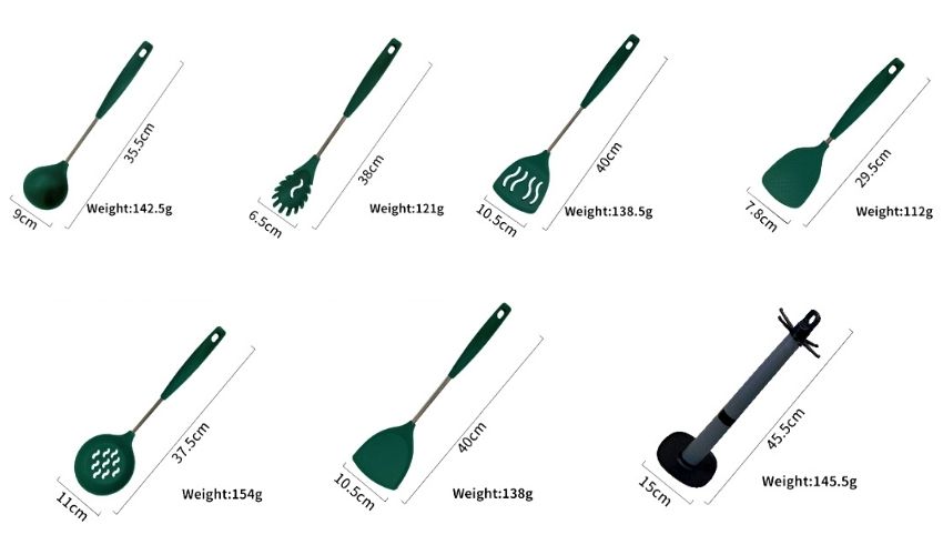 Starter Kitchen Tools 7-Piece Size and Weight