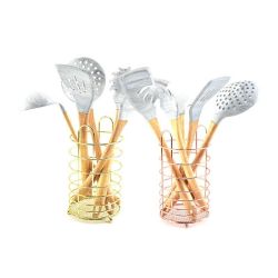 5-piece set of silicone kitchenware marble pattern